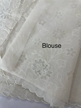 Mul chanderi saree with applique work MSH1566- Offwhite