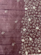 Semi tussar saree with embroidery MST121 - Mauve