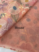 Viscose organza saree with thread work - MSH296 Peach