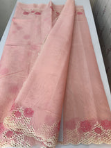 Viscose Organza saree with cutwork borders-MSH262 PeachPink