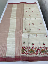 Blended tussar silk saree with embroidery- MSH490