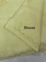Soft crush Organza saree with beads work MBS679 ButterYellow