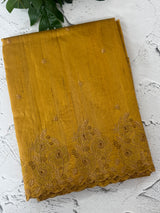 Crushed Matka Blended Tussar silk saree with embroidery MS4890 - Mustard