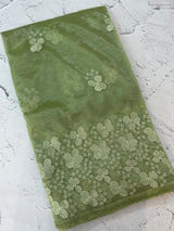 Glass tissue organza saree with embroidery MSF121 DustyGreen(2)