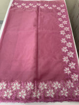 Soft organza saree with sequins cutwork borders- MCW541 - OnionPink