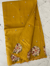 Blended tussar silk saree with embroidery- MS1072
