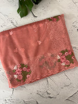Glass tissue organza saree with embroidery MSF125 Peach
