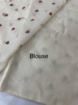 Moonga Kota checks saree with embroidery MSH244 Offwhite