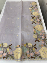 Chanderi cotton saree with embroidery borders - MSH4545 DustyLavender