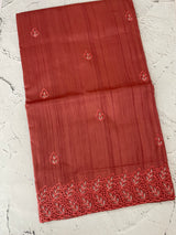 Semi tussar saree with cutwork MSHK566 DarkPeach