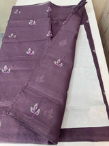 Kota checks saree with embroidery - MS7679 DarkMauve