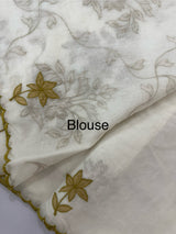 Mul chanderi tissue applique work saree MSH177