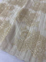 Mul chanderi saree with tissue applique work MSH147- Offwhite and gold(3)