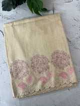 Blended soft tussar saree with embriodery - MS8669 PearlCream