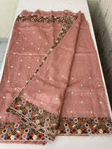 Blended tussar saree with embriodery - MSH6790 DuskyPeach