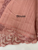 Semi tussar saree with cutwork MSHK566 DustyPeach