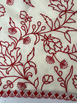 Mul chanderi embriodery saree MSH301 - Offwhite to Red (1)