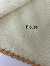 Mul Chanderi Tissue silk saree with foil work & scalloped borders - MNM249 Mustard