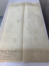 Viscose Organza saree with applique work-MSH101 Ivory