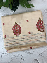 Blended semi tussar silk saree with embroidery MSJ677(4)- Cream