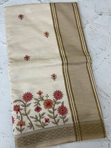 Blended tussar silk saree with embroidery- MSH490