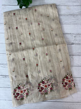 Silky kota embroidery saree with One side border MSK876 - Beige