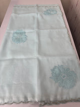 Soft crush Organza saree with beads work MBS679 PastelBlue