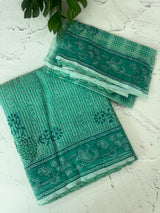 Supernet kota saree with crochet borders MS6777- Green