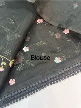 Kota saree with embroidery MS14954 - JetBlack