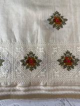 Blended soft tussar silk saree MS90543- Cream