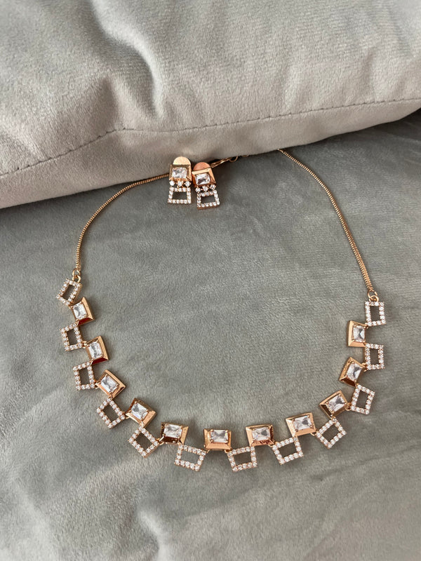 Miriyam rosegold CZ necklace Set
