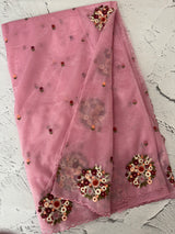 Glass tissue organza saree with embroidery MSF130