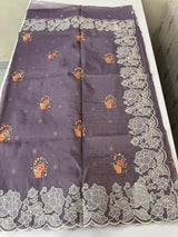 Soft crush Organza saree with embroidery and applique work MS14764 DustyMauve