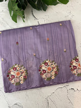 Blended tussar silk saree with embroidery- MS1072 Lavender