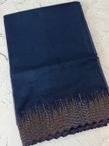 Semi Organza saree with embroidery borders - MSH296 DarkBlue