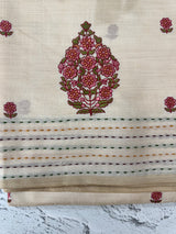 Blended semi tussar silk saree with embroidery MSJ677(4)- Cream
