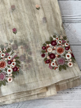 Silky kota embroidery saree with One side border MSK876 - Beige