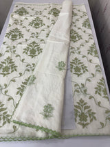 Mul chanderi tissue applique work saree MSH177