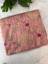 Blended tussar saree with applique work and embroidery MTSS451 DustyPeach