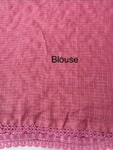 Soft kota checks saree with embroidery - MS7695 Pink