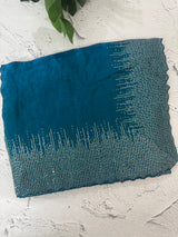 Soft Velvet Organza saree with embroidery borders - MOS4377 TealBlue