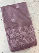 Glass tissue organza saree with embroidery MSF121 DustyMauve (2)