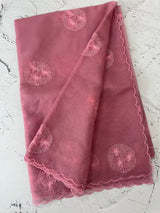 Semi Organza saree with embroidery - MSH375 DustyPink