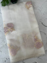 Soft Organza tissue Applique work saree MSLK113