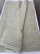 Tissue Organza saree with Kutch hand embroidery - MS14791 PastelGreen