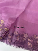 Soft Organza saree with embroidery borders - MCW786 Lavender
