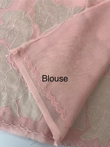 Premium Silk organza saree with applique work MSSA671 PeachPink