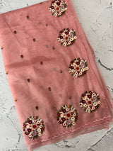 Glass tissue organza saree with embroidery MSF130