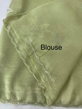 Soft crush Organza saree with applique work MBS679- PastelDustyGreen
