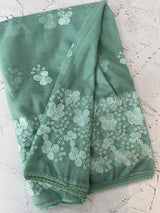 Glass tissue organza saree with embroidery MSF121 DustyBlueGreen (2)